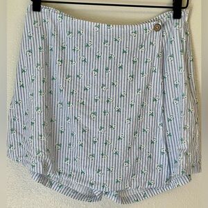 Blue Striped Floral Print Skort, MEDIUM